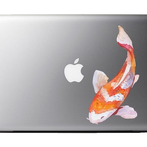 Watercolor Painted Japanese Koi Fish Full Color - Vinyl Decal for Laptop,  Windows, Glass and Cars Sticker