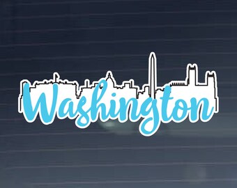 Washington District Of Columbia D.C. Skyline Decal Full Color - Vinyl Sticker Decal for cars, laptops, tablets, water bottles and more