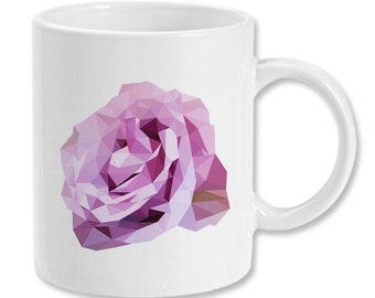 Low Poly Rose Purple 11 ounce Ceramic Coffee Mug Teacup