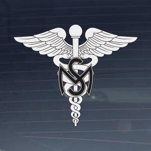 US Army Division - Medical Service Corps Emblem Reflective Indoor Outdoor Vinyl Decal - Multiple Sizes available