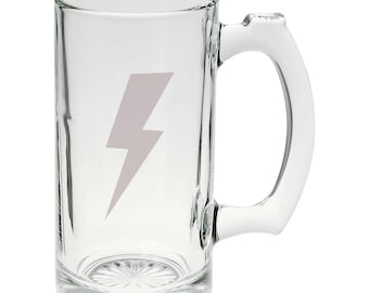 Impresionante rayo Bolt Thunder Storm Mano Etched Mug 16 onzas Cerveza Stein Glass Cup