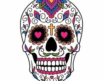 Sugar Skull Dia De Los Muertos - Calcomanía de vinilo para laptop, ventanas, vidrio y pegatina de coches