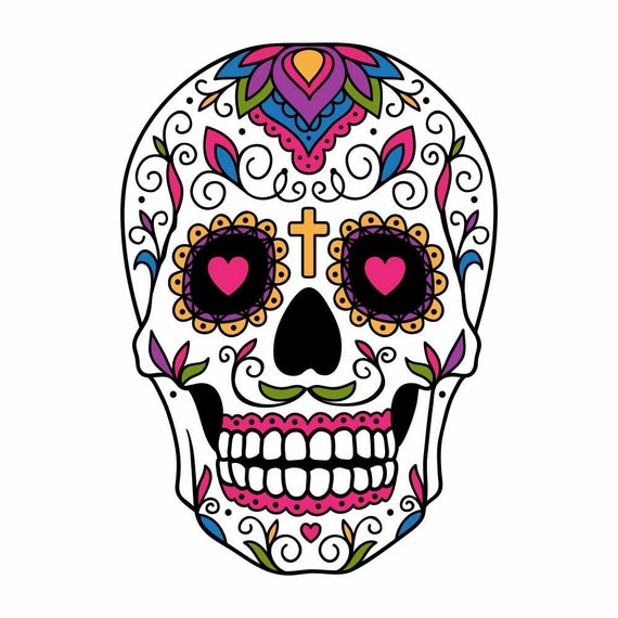 Sugar Skull Dia De Los Muertos - Vinyl Decal for Laptop, Windows
