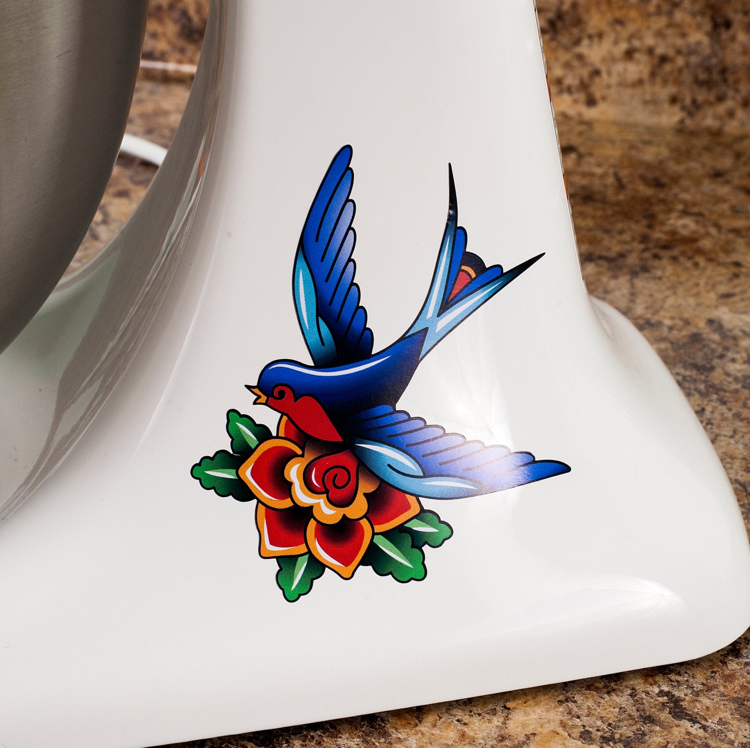 Deko-Aufkleber Für Kitchenaid – Hibiskus-Muster, Anthrazit | 2-teilig, Wasserfest & Abziehbar | Vinylfolie