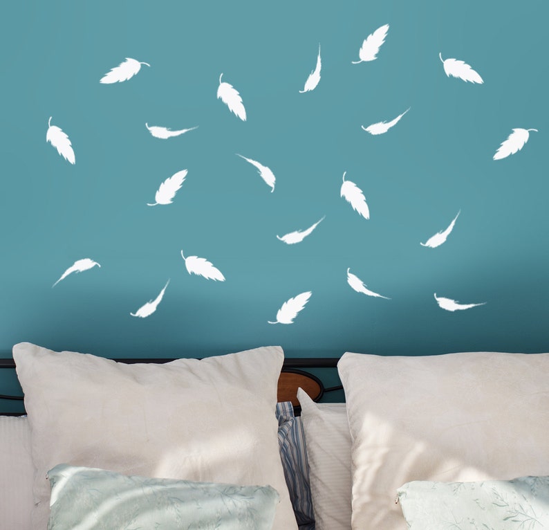 Pillow Fight Feather Vinyl Wall Decal Set Includes 20 Etsy