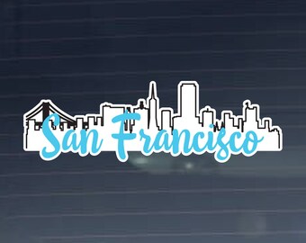 San Francisco California Skyline Decal Full Color - Vinyl Sticker Decal for cars, laptops, tablets, water bottles and more
