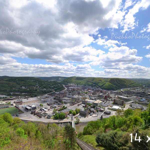 Johnstown, PA downtown from Inclined Plane Panorama Photograph | Johnstown Puzzle