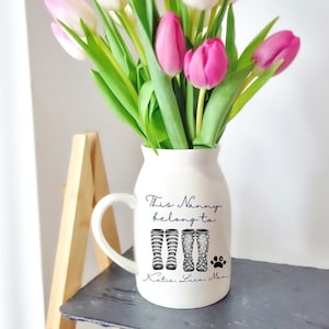 Personalised Mother's Day Flower jug, Mothers Day Vase, Ceramic Vase, Gift For Mum, Mum Gift, Nanny Gift, Gift For Grandma, Gift For Nana