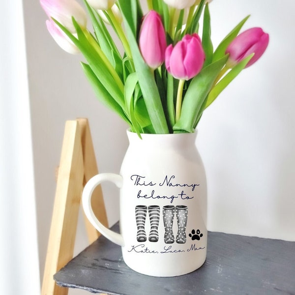 Personalisierte Muttertag Blumenkrug, Muttertag Vase, Keramikvase, Geschenk für Mama, Mama Geschenk, Kindermädchen Geschenk, Geschenk für Oma, Geschenk für Nana