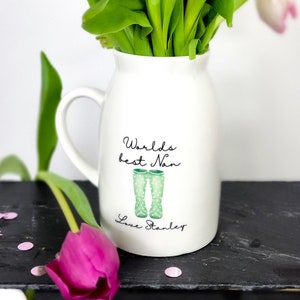 World's Best Nanny... Mother's  Mum Gift, Personalised Flower Vase, Personalized Gifts for Mom, Gift for Nanny, Gift for Nana