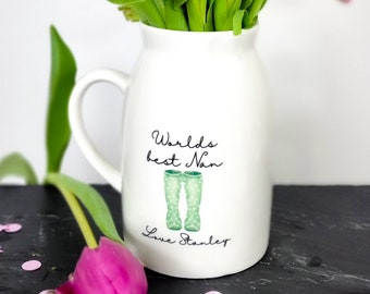 World's Best Nanny... Mother's  Mum Gift, Personalised Flower Vase, Personalized Gifts for Mom, Gift for Nanny, Gift for Nana