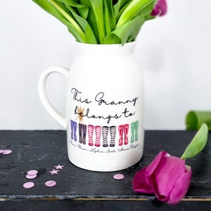 Nanny&#39;s Wellie Jug, Nanny&#39;s Gift, Birthday Gift Vase, Personalised Gift for mum, Gift For Mum, Gift For Grandma, Grandparent Gift