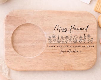 Gepersonaliseerde thee- en koekjesplank, lerarencadeaus, bedankje, onderwijsassistent, cadeau voor haar, waarderingscadeau
