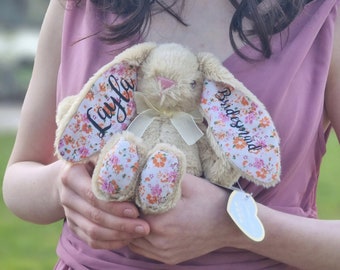 Regalo de niña de flores, propuesta de dama de honor, propuesta de niña de flores, regalo de dama de honor, conejito personalizado, regalos de boda, regalo para ella