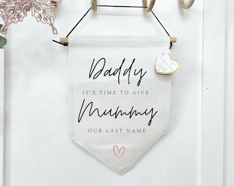 Personalised Wedding Sign, Personalised Mummy And Daddy Wedding Sign, Wedding Decor, Page Boy Sign, Flower Girl Sign, Personalised Gift