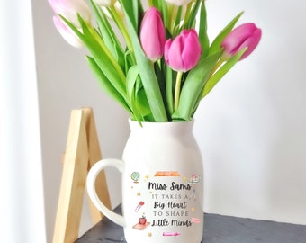 Personalised Teacher Gift, Teacher Vase, Ceramic Vase, End of Term Gift, Thank You Teacher, Teaching Assistant,Nursery Worker,Thank You Gift