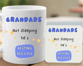 Taza personalizada de regalo de cumpleaños para abuelo, regalos para abuelo, regalo para él, posavasos personalizado, regalo para abuelo, regalos personalizados, regalo para papá
