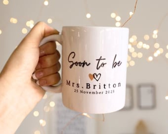 Personalised Wedding Mug, Bride To Be, Bride Gift, Personalised Gifts, Mugs, Ceramic Mug, Gift For Her, Coffee Mug, Engagement Gift