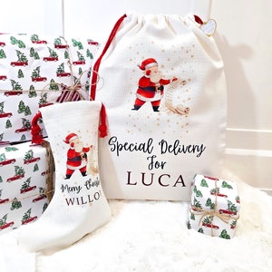 Personalised Christmas Santa Sack, Santas Sack With  Initials Or Name ,Holiday Gift Stocking Bag, Christmas Special Delivery Gift For Kids