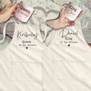Personalised Apron, Couple Gift Set, Anniversary Gift, Gifts for Couples, Matching Aprons, Personalised Aprons, Couple Mug Set