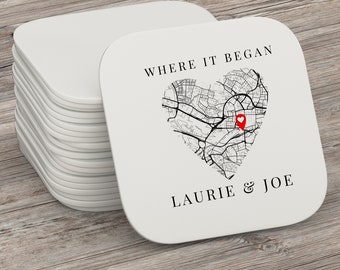 Anniversary Map Coasters, Couple Gift for him, Gift for Her ,Gift for Boyfriend and Girlfriend, Husband and Wife Gift, Anniversary Gift