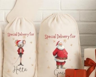 Christmas Sack Personalised Christmas Stocking with Name Personalised Christmas Santa sack with Name Stocking Decor Gift for Kids & Family