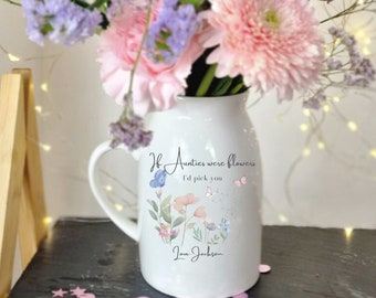 Personalisierte Vase für Geburtstagsgeschenk Tante, Geschenk für Tante, Geschenk für sie, Geburtstagsgeschenk Vase, Tante Gifted Vase Becher und zum Aufhängen