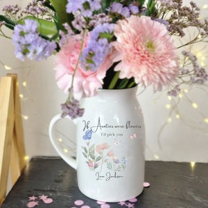 Personalised Vase For Auntie's Birthday Gift, Gift For Auntie, Gift For Her, Birthday Gift Vase, Auntie Gifted Vase Mug And Hanging image 1