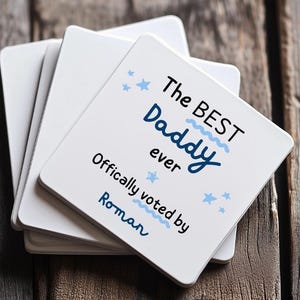 Personalised Father&#39;s Birthday Gift, Best Dad Ever Coaster Personalised Gift from Kids Funny Dad Gift, Coaster For Dad, Father&#39;s Day Gift