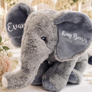 Personalized Soft Toy, Eco Friendly, Pageboy Gift, Bridesmaid Gift, Personalised Elephant, Wedding Favour, Birthday Gift
