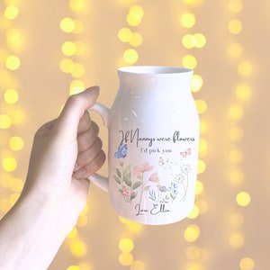 Personalisierte Vase für Kindermädchen Geschenk für Mama, Geschenk für Kindermädchen, Geschenk für sie, Geschenk für Mama Vase, Kindermädchen Geschenk Vase Becher und hängen, Nan Geschenk