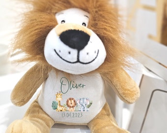 Gepersonaliseerde knuffel leeuw, nieuw babycadeau, babycadeau, gepersonaliseerde teddybeer, babyshowercadeau, gepersonaliseerd cadeau, safarispeelgoed, safarikwekerij