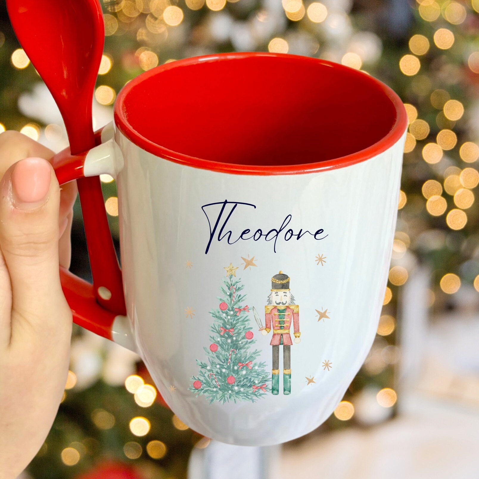Personalised Christmas Mug, Nutcracker, Christmas Gifts, Hot Chocolate Mugs, Mug & Spoon, Gifts For Kids, Custom Christmas Mug, Personalized