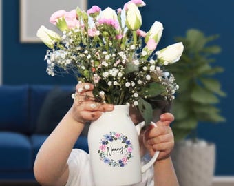おばあちゃんへのギフト、パーソナライズされた花瓶、記念品、パーソナライズされた花瓶、祖父母へのギフト、おばあちゃんへのギフト、陶器の花瓶、パーソナライズされた乳母へのギフト