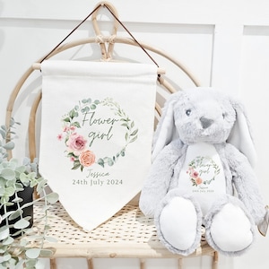 Personalised Bunny, Gift For Flower Girl, Wedding Favour, Personalised Wedding Sign, Flower Girl Gifts, Personalised Gift, Bridesmaid Gift