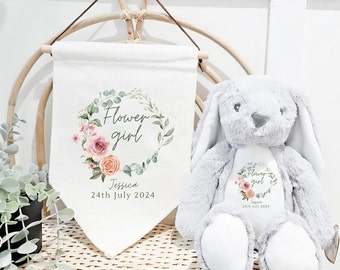 Personalised Bunny, Gift For Flower Girl, Wedding Favour, Personalised Wedding Sign, Flower Girl Gifts, Personalised Gift, Bridesmaid Gift