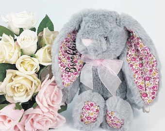 Personalised Teddy Gift , Personalised Bunny Rabbit, First Birthday, Birthday Gift, Personalized Bunny, Flower Girl Gift. Christening Gifts