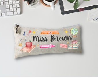 Back to School Gift, Personalised Pencil Case, Thank You Teacher Gift, Teaching Assistant, Nursery Worker, Teacher Stationary