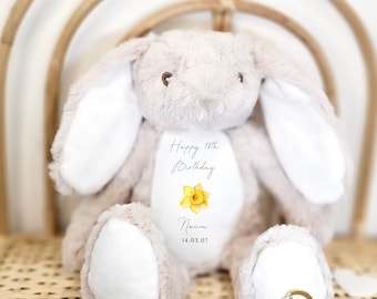 Personalised Birth Flower Gift, Gifts For Her, Personalised Bunny, Birthday Gift, Teddy Bear, Gifts For Kids, Birhday Gift, Gift For Her