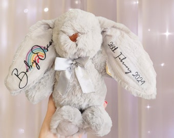 Personalised Bunny Soft Toy, Birthday Gifts, Rainbow Baby, Gifts For Kids, Kids Gift, Personalised Gift, Baby Gift, Teddy Bear, Personalized