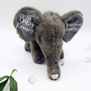 Bébé Éléphant Personnalisé - Nouveau Cadeau de Bébé - Baby Shower Personnalisé Peluche Peluche - Votre Nom Teddy - Peluche - Filles et Garçons Teddy