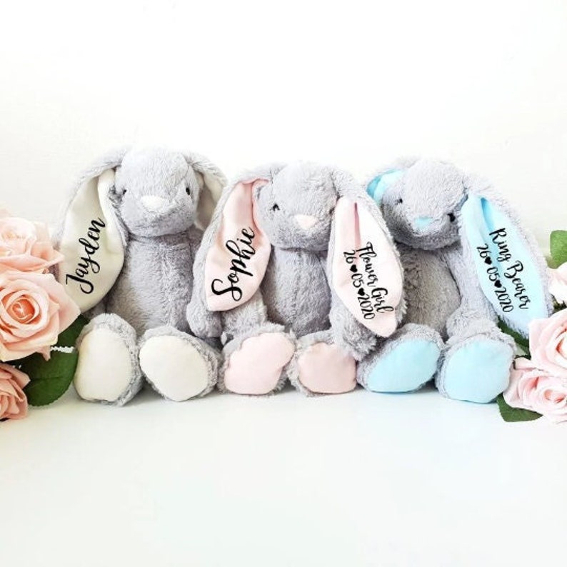 Flower Girl Gift, Personalised Flower Girl Gift, Teddy Bear, Flower Girl Proposal, Will You Be My Bridesmaid, Personalised Bunny, Soft Toy image 1