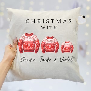 Personalised Christmas Cushion, Custom Family Christmas Stocking Pillow, customized Pillow Cover, Christmas decoration, Christmas Gift idea