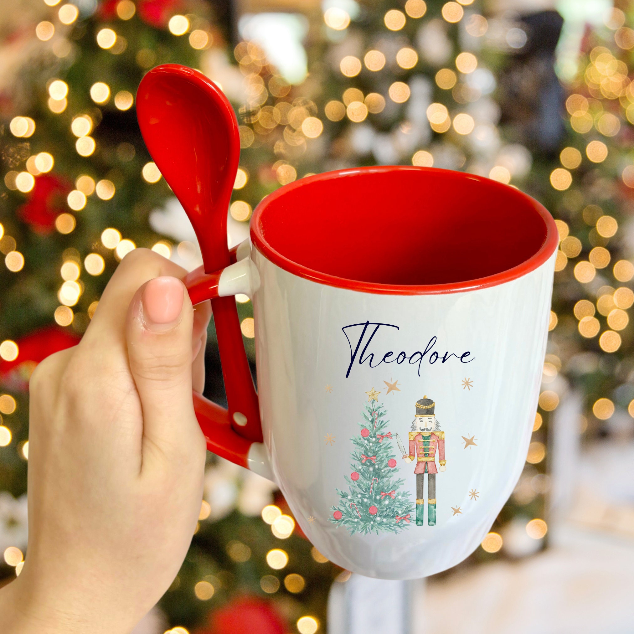 Personalised Christmas Mug, Nutcracker, Christmas Gifts, Hot Chocolate Mugs, Mug & Spoon, Gifts For Kids, Custom Christmas Mug, Personalized