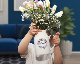 Cadeau fête des mères, pichet personnalisé fête des mères, cadeau pour maman, cadeau grands-parents, cadeau grand-mère, fête des mères, vase personnalisé, vase fête des mères