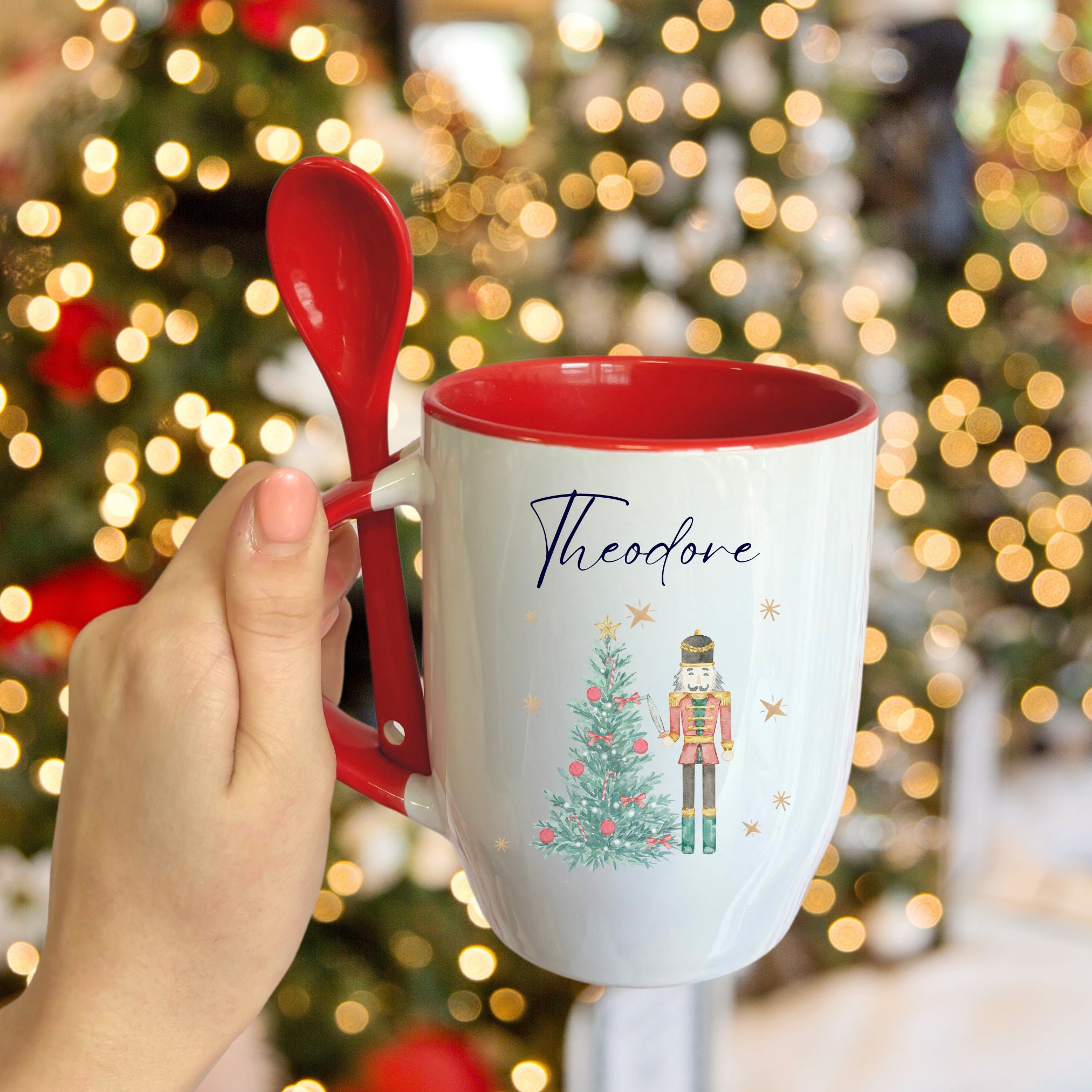 Personalised Christmas Mug, Nutcracker, Christmas Gifts, Hot Chocolate Mugs, Mug & Spoon, Gifts For Kids, Custom Christmas Mug, Personalized