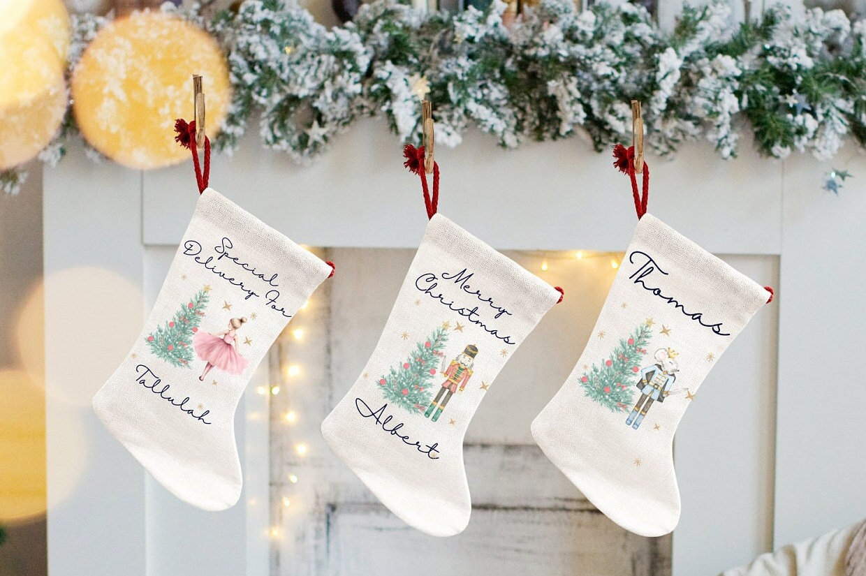 Personalised Christmas Special Delivery Stocking, First Christmas Stocking, Family Christmas Stocking Set, Sugar Plum Fairy, Nutcracker