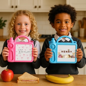 Personalised Girls Lunch Box with Water Bottle | Back to School | Custom Name | BPA-Free | Pink or Blue | Gift for Kids | Toddler Lunchbox