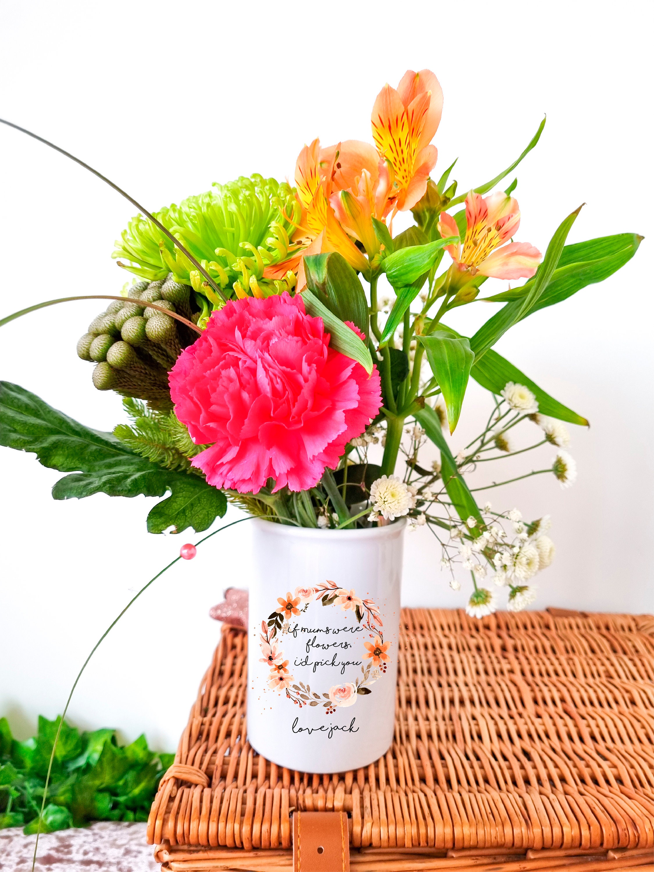 GiftsOnline4U Personalised Mothers Day Vase Engraved/Rectangular/Floral Flower Design/25 x 10 x 10 Centimeter 