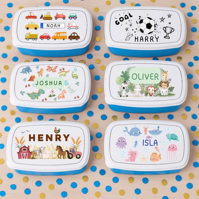 Lunch Box Customized Sticker Personalised Boys Lunch Box – Custom Back to School Snack Box | Cool ...